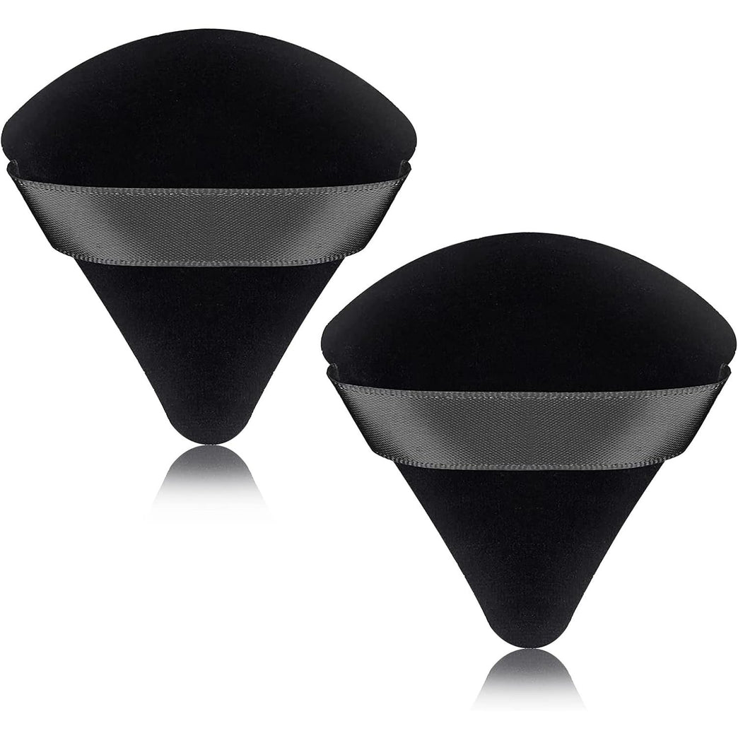 2-Pack Plush Triangle Makeup Sponges with Strap - Soft Reusable Cosmetic Puffs for Wet and Dry Use