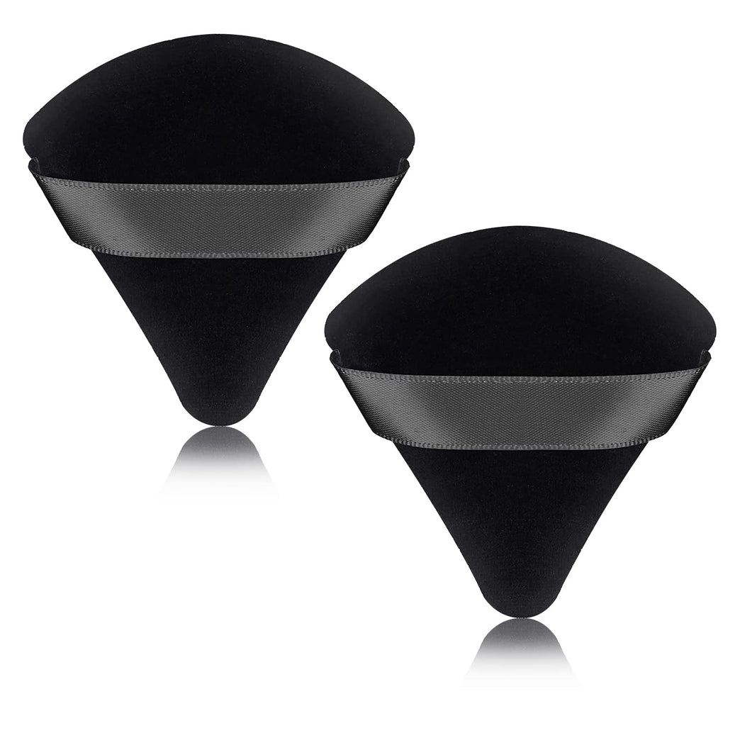 2-Pack Plush Triangle Makeup Sponges with Strap - Soft Reusable Cosmetic Puffs for Wet and Dry Use