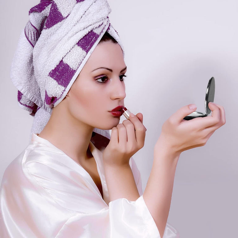 Travel Ready Double-Sided Compact Makeup Mirrors - Set of 2 Black Mirrors