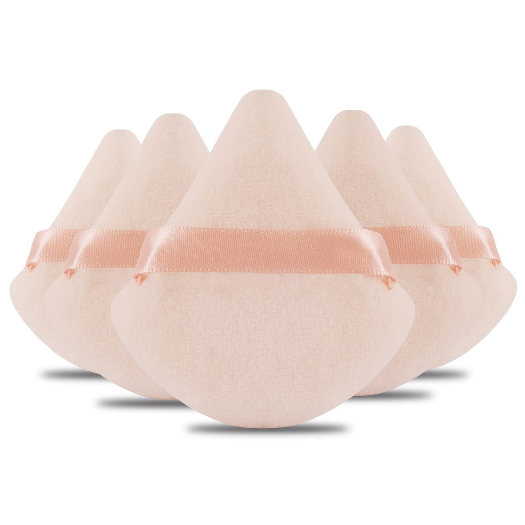 Cosmetic Foundation Sponge Blender Set - 6 Pack Luxurious Powder Puffs in Nude for Precision Makeup Application