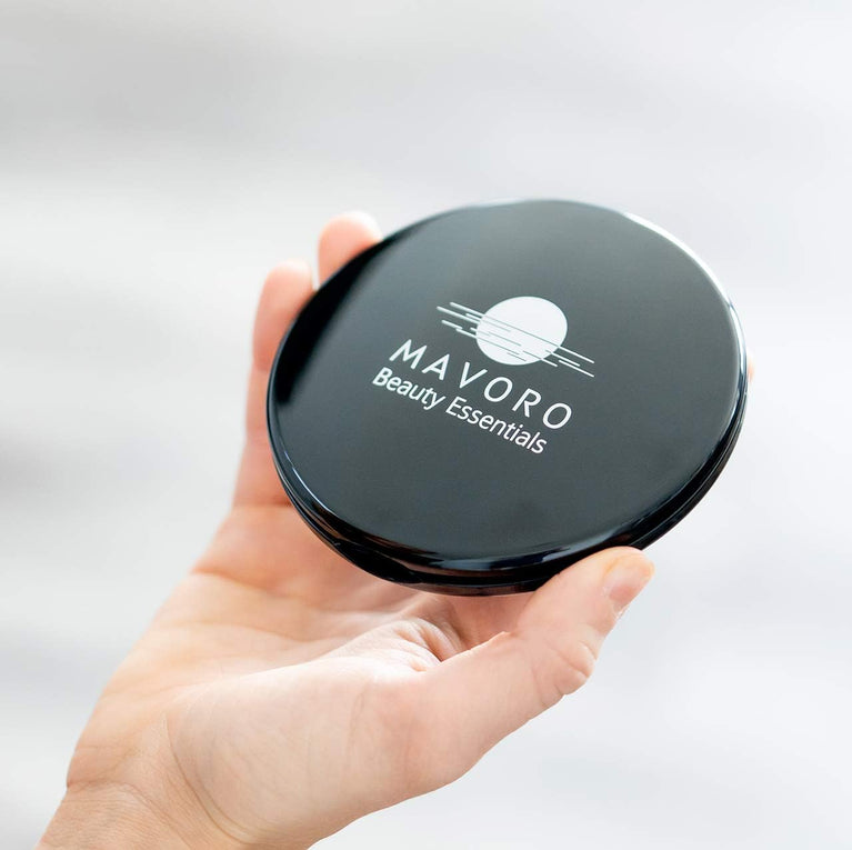 Compact Double-Sided Makeup Mirror with Hands-Free Hinge (Champagne Gold)