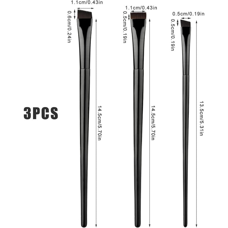 Precision Eyeliner Brush Set - 3 Piece Makeup Kit for Eyeshadow and Brow Shaping