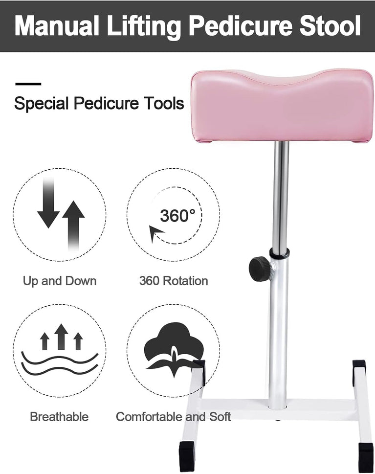 18-26 Inch Adjustable Pedicure Nail Footrest - Soft Manicure Stool for Salon & Home Selfcare
