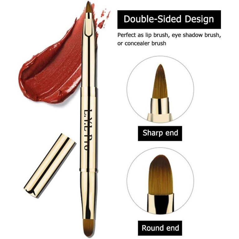 L.Y.L Pro Gold Double-Sided Retractable Lip Makeup Brush for Lipstick and Gloss - Perfect Christmas Gift