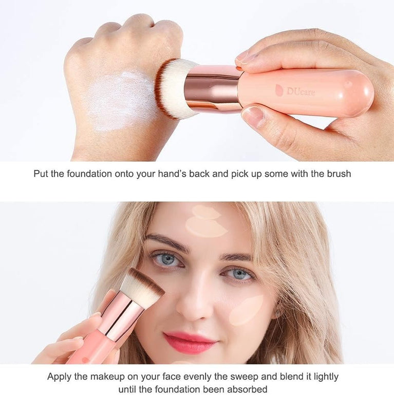 Flat Top Design for Effortless Blending of Liquid, Cream and Powder Cosmetics - Perfect for Buffing