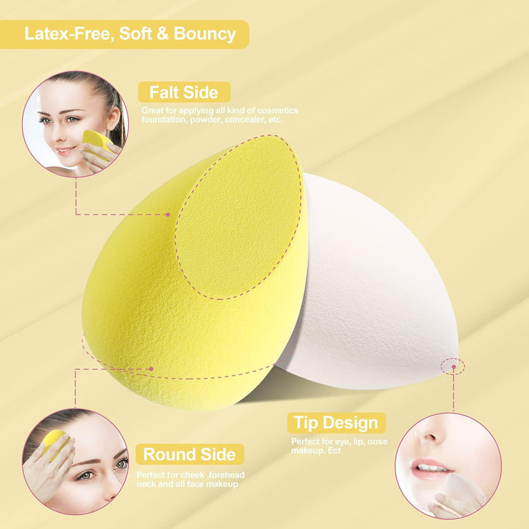 Set of 4 Latex-Free Sponges in Various Shapes with Portable Case for Seamless Foundation Application and Blending