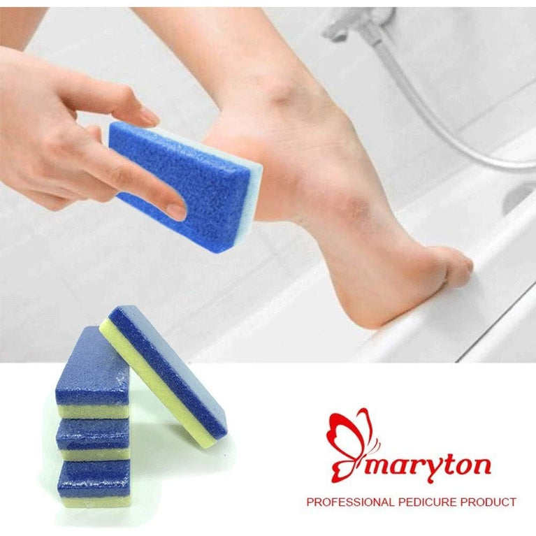 Blue Dual-Sided Foot Pumice Stones for Callus Removal and Skin Exfoliation - Pack of 4