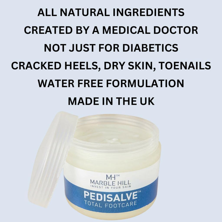 PediSalve Diabetic-Friendly Foot Cream - Intensive Moisturizer for Dry Rough Skin, Eczema, Cracked Heels, Brittle Nails 100g