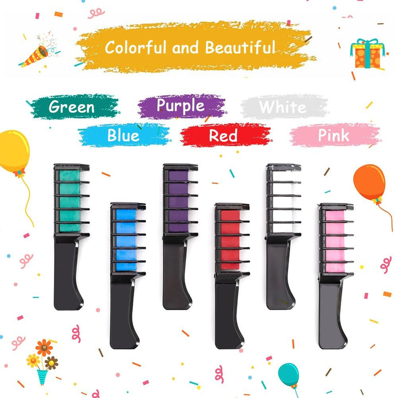 Qivange Hair Chalk Comb Set: Vibrant Temporary Hair Color for Kids and Cosplay