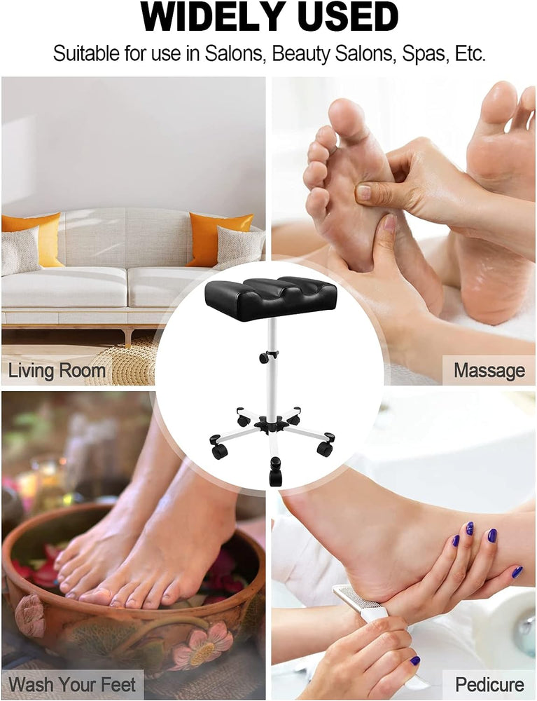 Adjustable Pedicure Manicure Footrest Stool with Wheels - Nail Salon Equipment