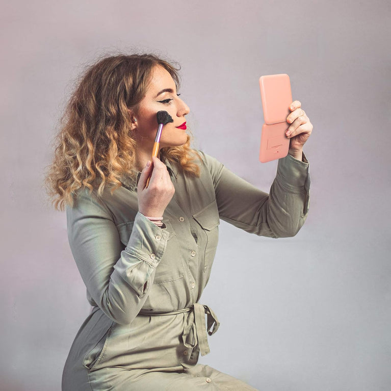 Travel Makeup Mirror with LED Light, 1X/3X Magnification, Compact and Portable Handheld Mirror