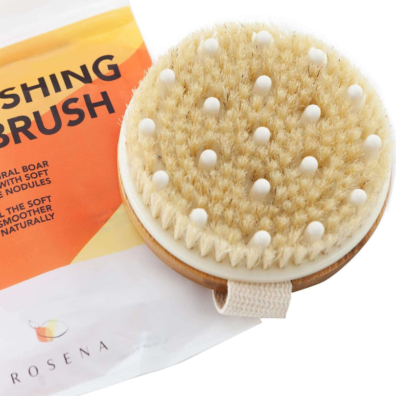 Dry Brushing Body Brush - Best for Exfoliating Dry Skin, Lymphatic Drainage and Cellulite Treatment - Organic Spa Exfoliation and Massage Scrub Brush with Natural Boar Bristles