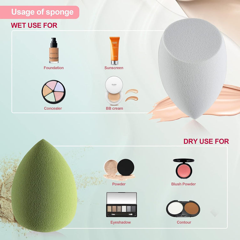 Set of 4 Latex-Free Sponges in Various Shapes with Portable Case for Seamless Foundation Application and Blending