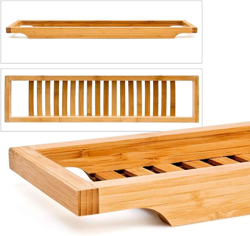 Bamboo Bath Shelf 64 x 15 cm Bathtub Bridge Bath Attachment Bamboo Wood Bath Shelf