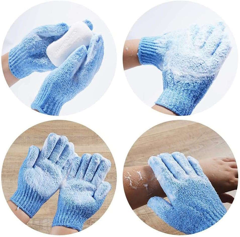 8 PCS Exfoliating Gloves, Polyester Exfoliator Mitt, Body Exfoliating Wash Glove Dead Skin Remover Shower Body Scrub Gloves for Adults and Kids, Ingrown(Blue, White, Pink, Orange)