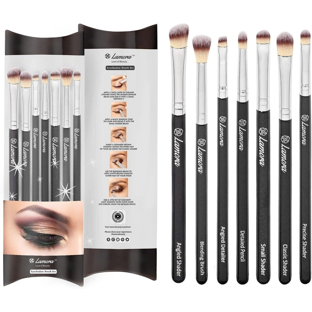 Vegan Eye Brush Set - Professional 7 Piece Kit for Perfect Eye Makeup Application