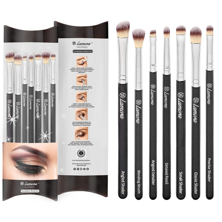 Vegan Eye Brush Set - Professional 7 Piece Kit for Perfect Eye Makeup Application
