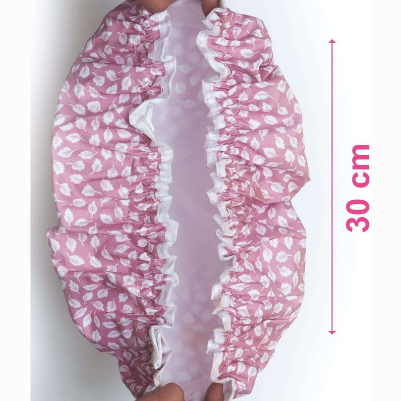 SARG Pack of 2 Double Layer Shower Caps for Women with Unique Feather Design- Reusable Shower Caps for Hair - Waterproof Plastic Caps - Perfect for Long, Short and Curly Hairs