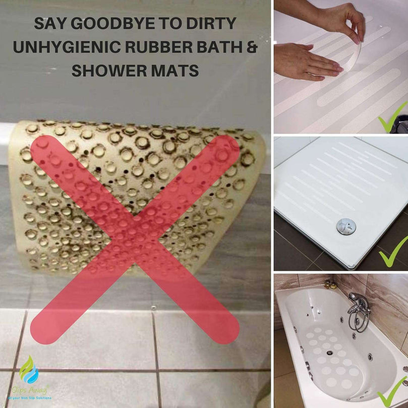 Non Slip Bath Mat Shower Stickers adhesive non rubber (8 White Strips)