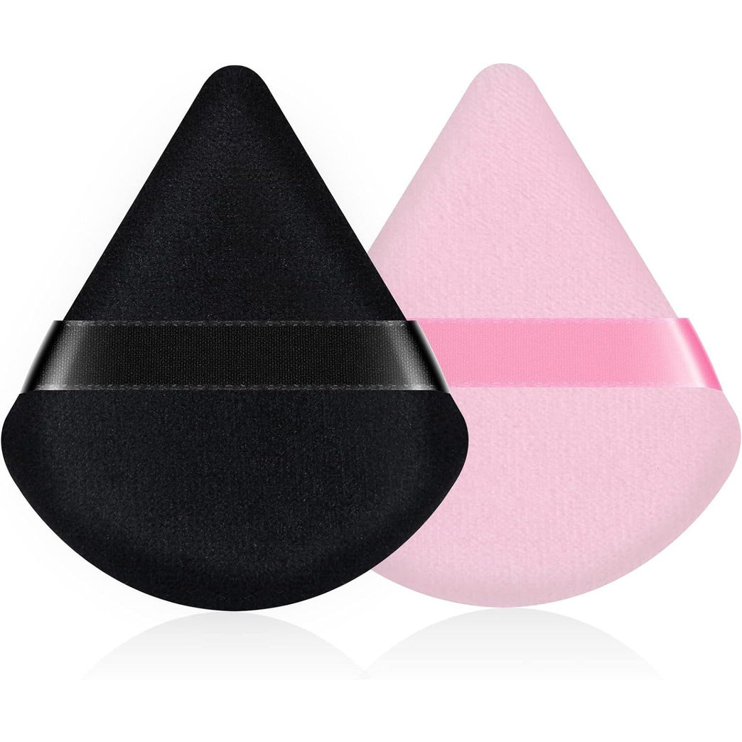 Versatile Velvet Powder Puffs Set of 2 - Reusable Triangle Makeup Sponges for Wet/Dry Use,