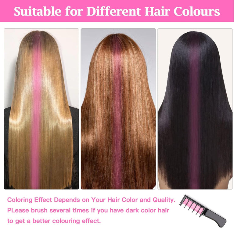 Qivange Hair Chalk Comb Set: Vibrant Temporary Hair Color for Kids and Cosplay