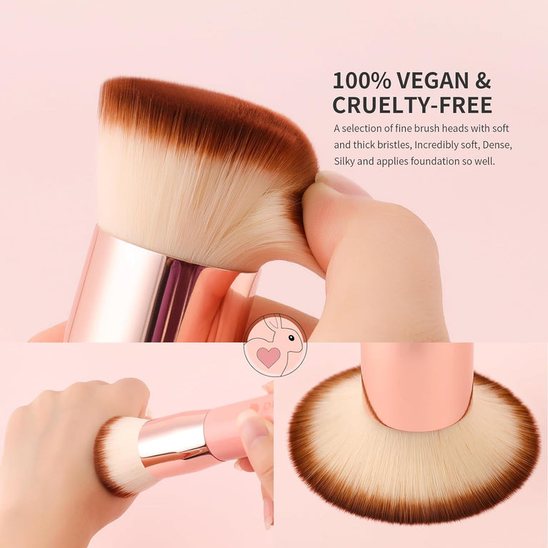 Flat Top Design for Effortless Blending of Liquid, Cream and Powder Cosmetics - Perfect for Buffing