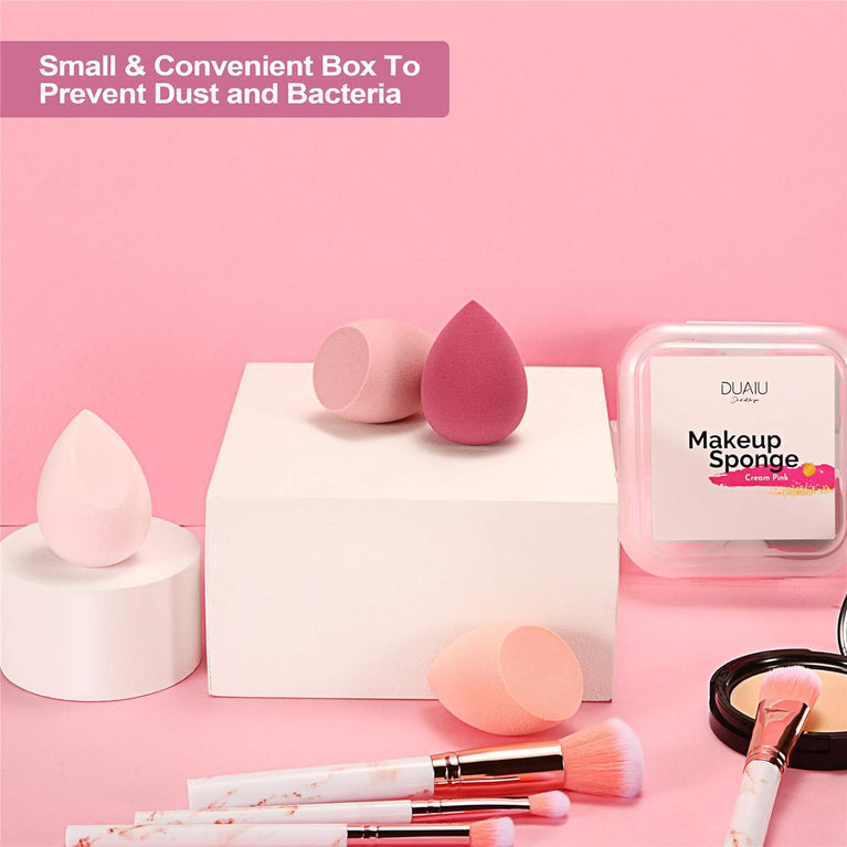 Set of 4 Latex-Free Sponges in Various Shapes with Portable Case for Seamless Foundation Application and Blending