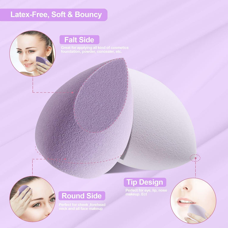 Set of 4 Latex-Free Sponges in Various Shapes with Portable Case for Seamless Foundation Application and Blending