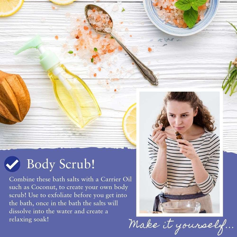 Absolute Aromas De-Stress Bath Salts 290g - Natural Pink Himalayan Salt Infused with 100% Pure Essential Oils Bergamot, Ylang Ylang, Frankincense and Jasmine Oil to Relax and Soak Tired Muscles