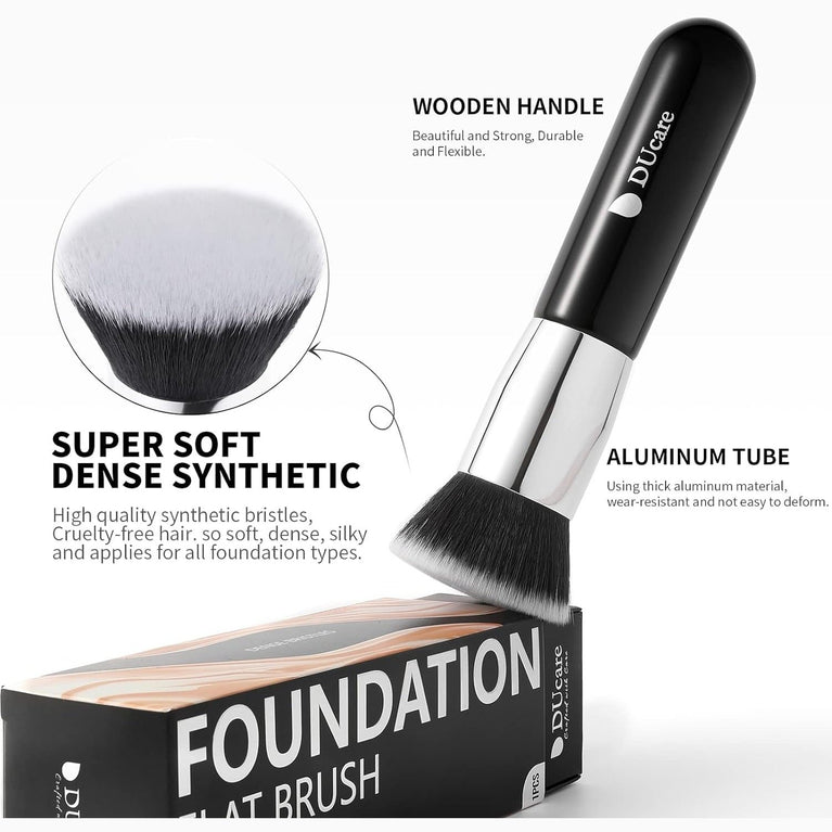 Flat Top Design for Effortless Blending of Liquid, Cream and Powder Cosmetics - Perfect for Buffing