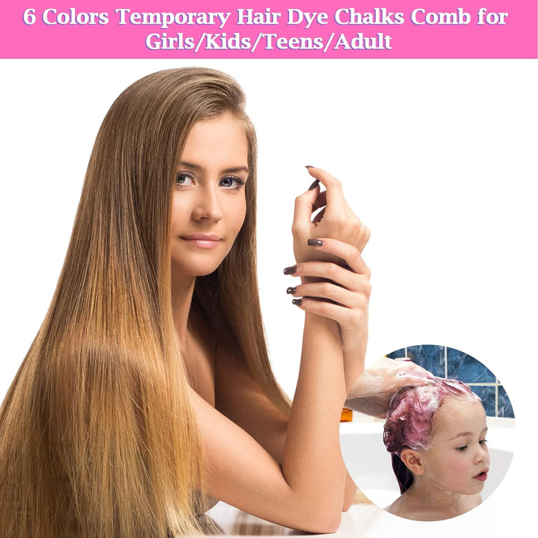 Qivange Hair Chalk Comb Set: Vibrant Temporary Hair Color for Kids and Cosplay