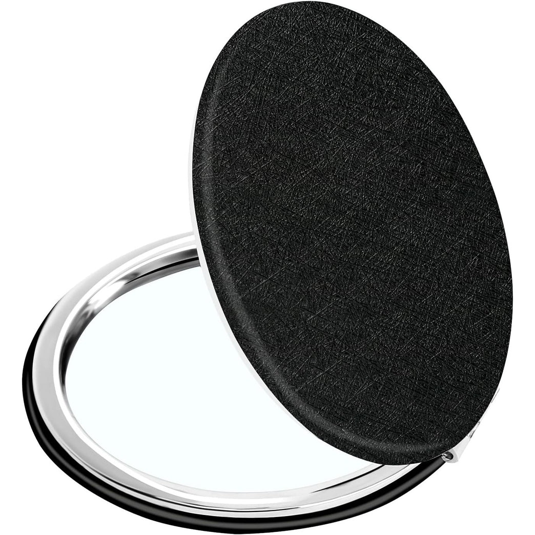 Elegant Black Compact Magnifying Vanity Mirror with Foldable Design