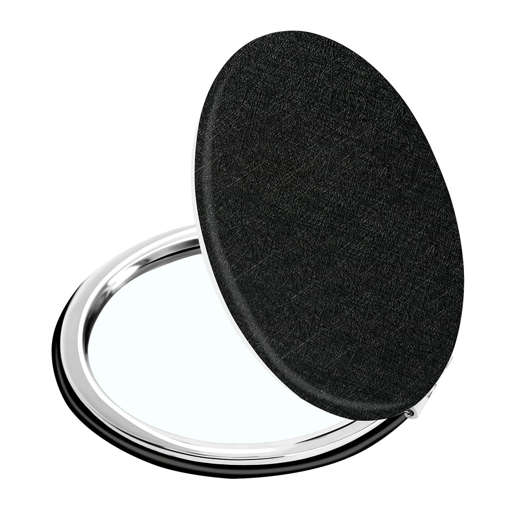 Elegant Black Compact Magnifying Vanity Mirror with Foldable Design