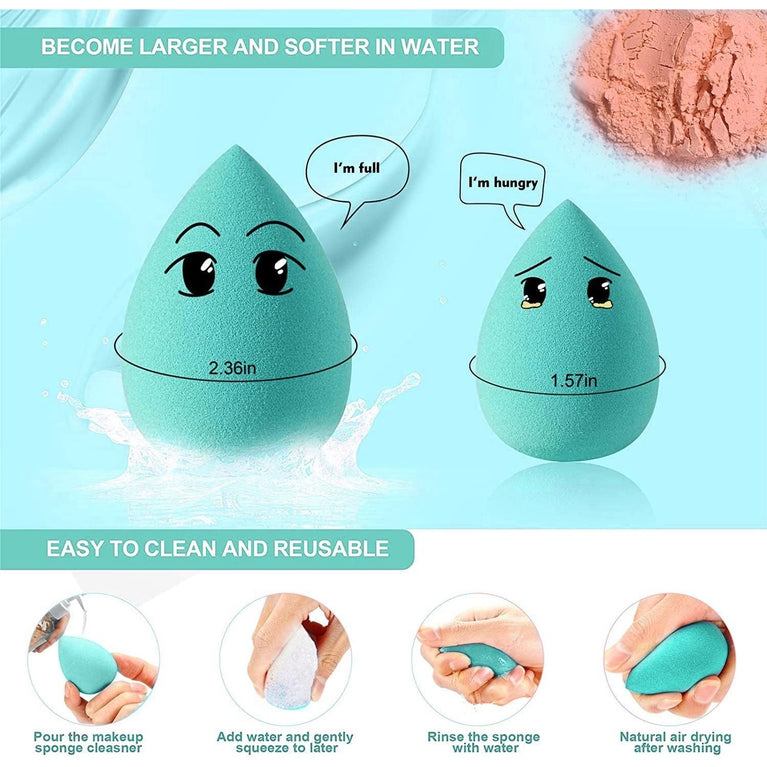 Set of 4 Latex-Free Sponges in Various Shapes with Portable Case for Seamless Foundation Application and Blending