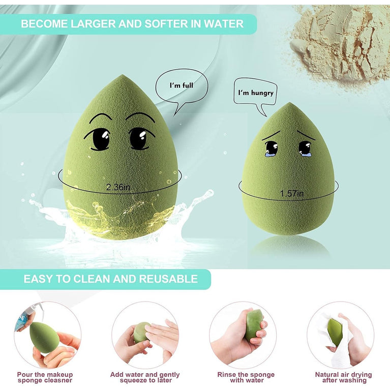 Set of 4 Latex-Free Sponges in Various Shapes with Portable Case for Seamless Foundation Application and Blending