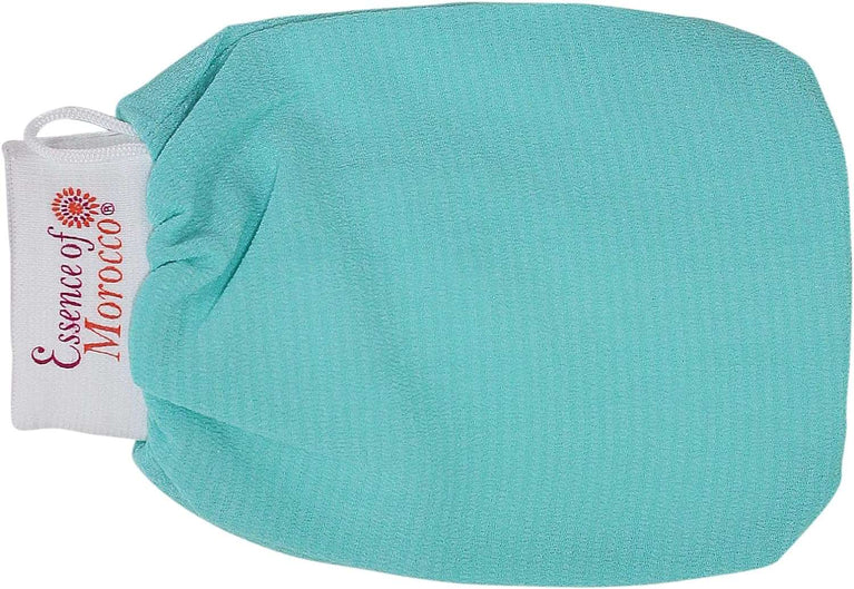 Moroccan Exfoliating Kessa Glove Blue Hammam Scrub Mitt Made in Morocco Premium Quality Helps Cleanse Skin, Remove Fake Tan and Ingrown Hair (Pack of 1)