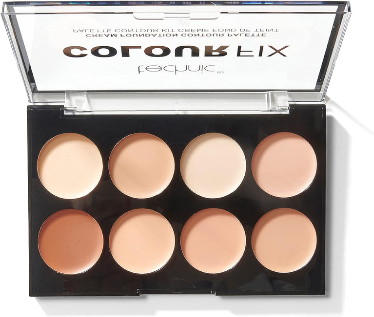 Technic Colour Fix Contour & Define Cream Foundation Palette - 8 Versatile, Pigmented Shades for All Skin Tones with Matte Finish, Long-Lasting and Vegan Friendly
