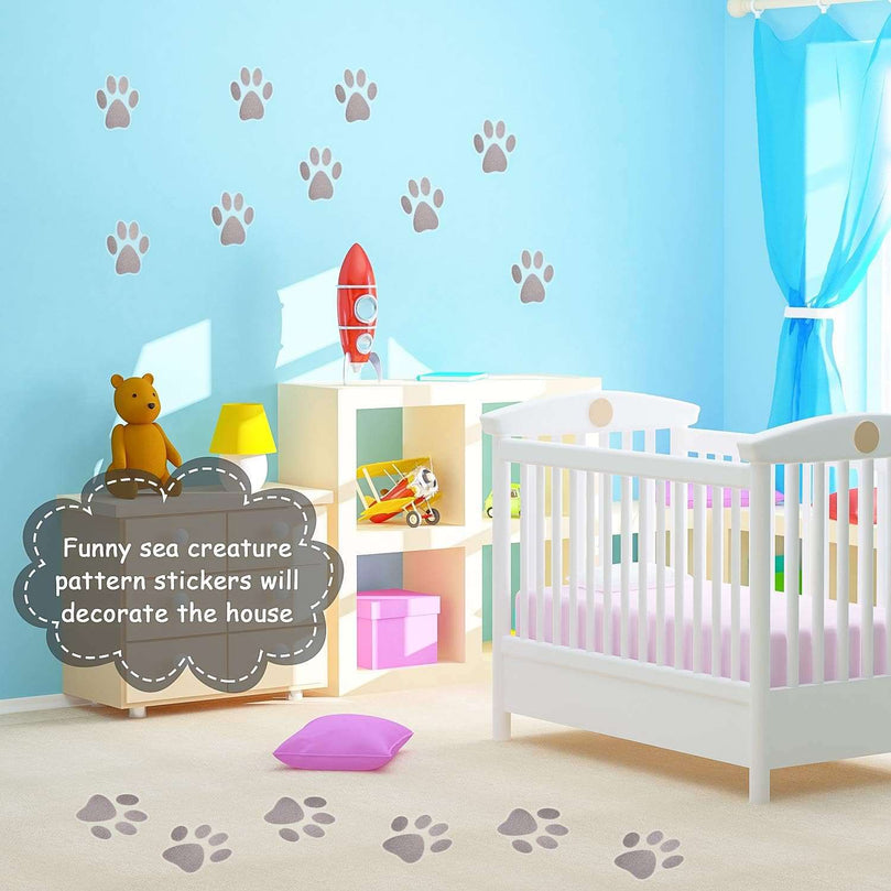 Mudder 20 Pcs Non Slip Bathtub Stickers Non Slip Shower Sticker Adhesive Paw Decals Treads Non Slip Traction to Tubs Bathtub Stickers Anti Slip Applique for Bathtub Pools, Boats, Stairs