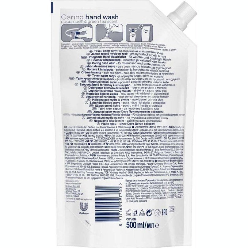 Dove Go Fresh Fresh Touch Cucumber and Green Tea Liquid Hand Wash Refill 500 ml DOVE46