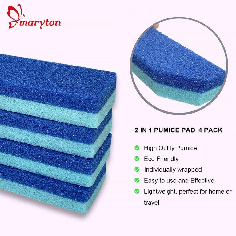 Blue Dual-Sided Foot Pumice Stones for Callus Removal and Skin Exfoliation - Pack of 4