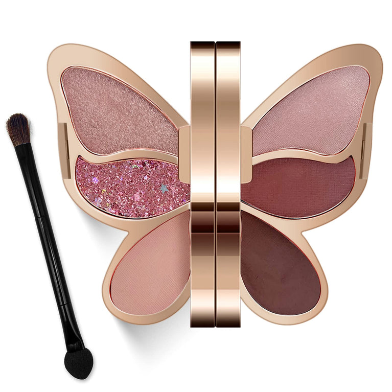 6-Color Butterfly Eyeshadow Palette - Waterproof, Long-Lasting and Cruelty-Free with Multiple Textures