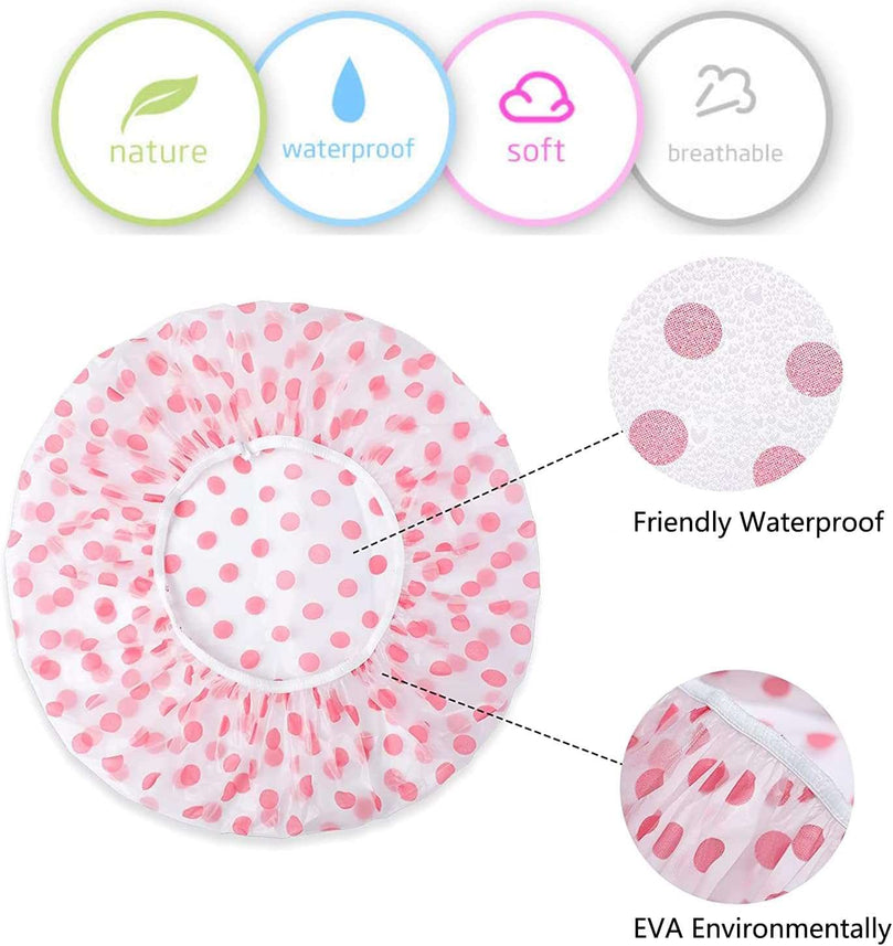 Shower Caps for Women Men Reusable Shower Hat Bath Caps with Elastic Band Waterproof Bath Cap Shower Caps for Women Long Hair (3 PCS)