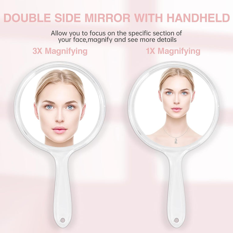 Professional Handheld Mirror - Compact Travel Essential with Non-Slip Handle for Makeup, Shaving & Hairdressing