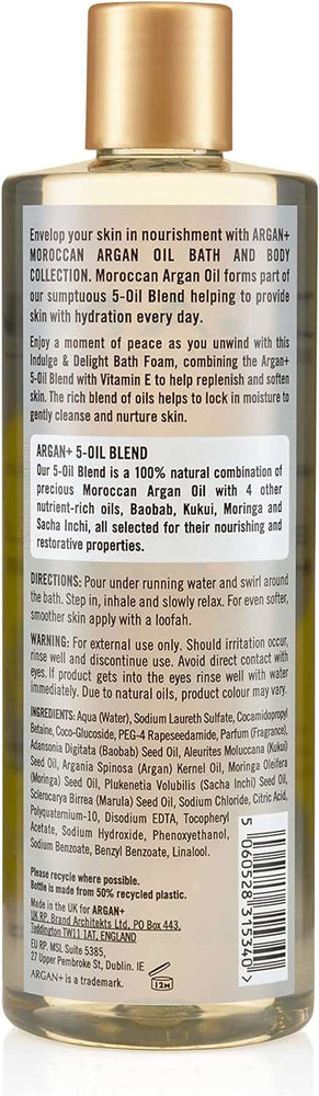 Argan+ Indulge & Delight Bath Foam, Moroccan Argan Oil Vegan Bubble Bath, 400ml