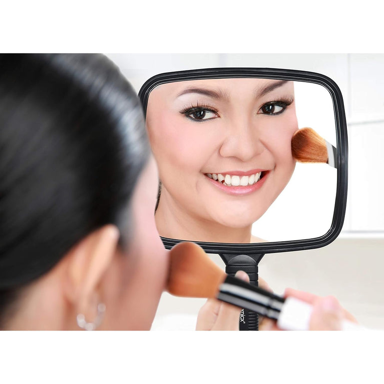 Professional Handheld Mirror - Compact Travel Essential with Non-Slip Handle for Makeup, Shaving & Hairdressing