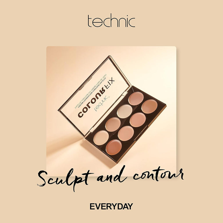 Technic Colour Fix Contour & Define Cream Foundation Palette - 8 Versatile, Pigmented Shades for All Skin Tones with Matte Finish, Long-Lasting and Vegan Friendly