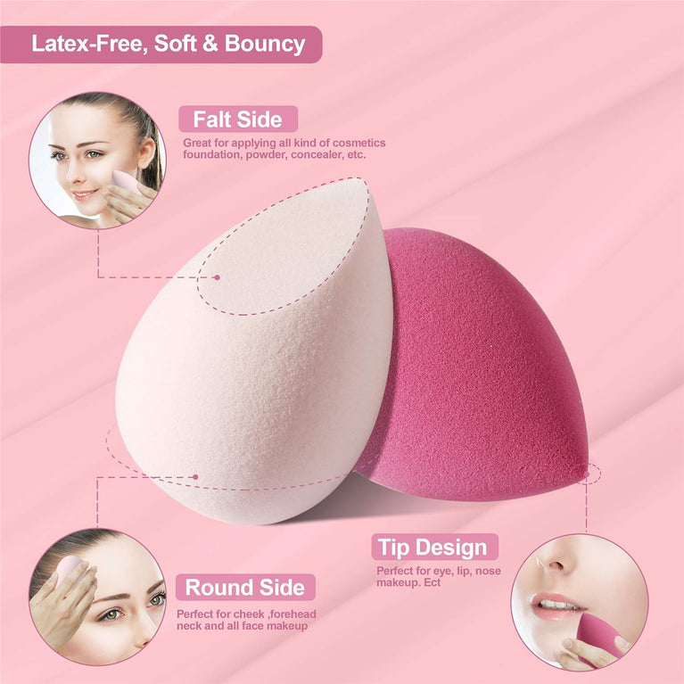 Set of 4 Latex-Free Sponges in Various Shapes with Portable Case for Seamless Foundation Application and Blending