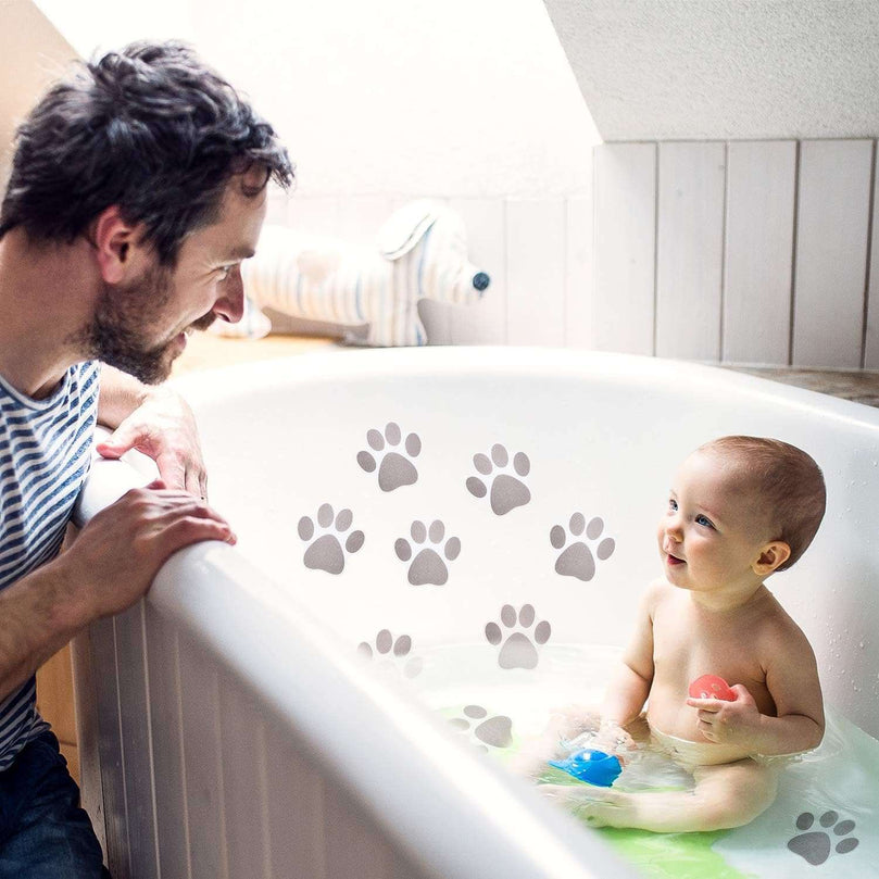 Mudder 20 Pcs Non Slip Bathtub Stickers Non Slip Shower Sticker Adhesive Paw Decals Treads Non Slip Traction to Tubs Bathtub Stickers Anti Slip Applique for Bathtub Pools, Boats, Stairs