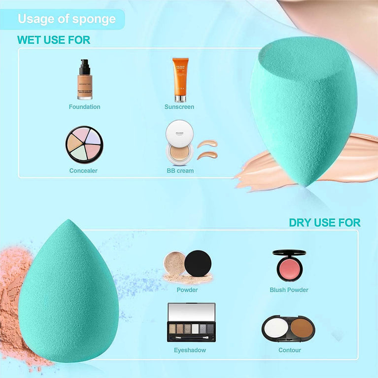 Set of 4 Latex-Free Sponges in Various Shapes with Portable Case for Seamless Foundation Application and Blending