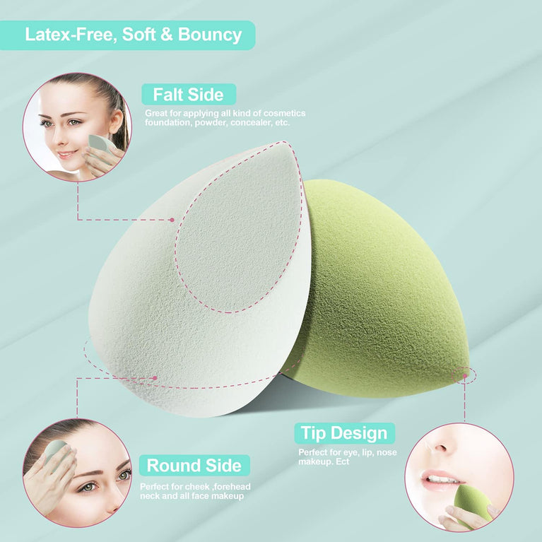 Set of 4 Latex-Free Sponges in Various Shapes with Portable Case for Seamless Foundation Application and Blending